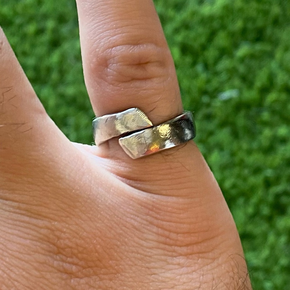 Size 8 handmade bent spoon ring